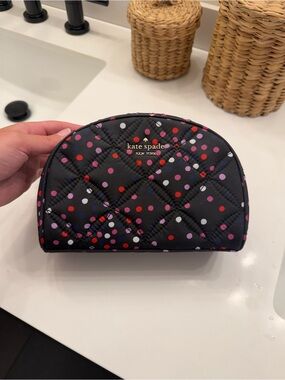 kate spade Black Quilted Polka Dot Cosmetic Case